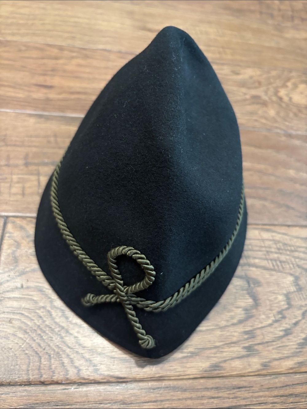 Felt Kids Oktoberfest Black Wool Alpine Hat with Olive Accent
